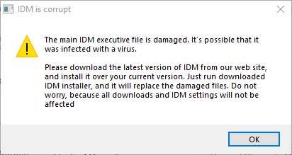The main idm executive file is damaged fix windows 10